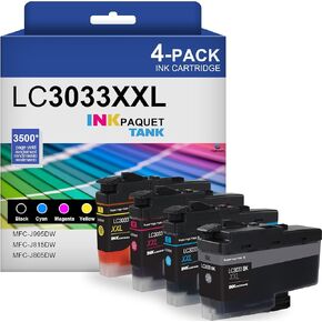LC3033 BK/C/M/Y Super High Yield Ink-4 Pack(Includes 1 Each LC3033BK, LC3033C, LC3033M, LC3033Y) - LC3033 XXL Ink Cartridge Replacement for Brother MFC-J995DW MFC-J815DW MFC-J805DW Printer, LC30334PKS