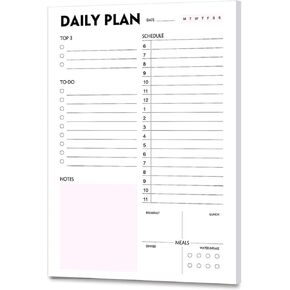 Daily Planner Book, Daily Planners and Notebook With Schedule, Planning-Pads Undated 60 Sheets Tear Off, Planner for Office Home School Supplies,8.3'' X 5.5",White