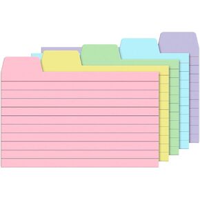 Olivo Plastic Index Card Dividers 3x5 Poly Index Card Guides Set with 1/5 Cut Tabs for A-Z Alphabet, Assorted Colors, 30 Pack