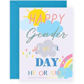 CENTRAL 23 CANKEN CANDER CARD - "Happy Gender Day" - بطاقة احتفال للآباء والأمهات الجدد - بطاقة الإعلان بين الجنسين لـ New Mom & Dad - تأتي مع ملصقات ممتعة - قابلة لإعادة التدوير