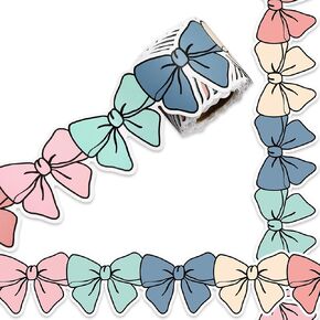 Whaline 32.8ft Colorful Bow Bulletin Board Border Hippie Boho Color Bow Die-Cut Border Trim for Chalkboard Wall Decoration
