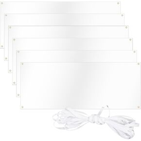 6PCS Blank Banner, 6x2 Ft Large Sublimation Vinyl Banner Polyester Oxford Cloth DIY Signs Banner with Hanging Rope for Indoor Outdoor Wall Decoration Party Birthday Halloween Thanksgiving