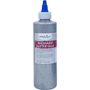 Handy Art Washable Glitter Glue 8 ounce, Silver
