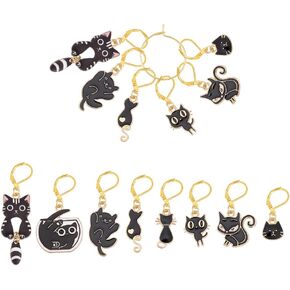 UNICRAFTALE 16Pcs Cat Stitch Marker Alloy Enamel Crochet Stitch Marker Locking Stitch Marker with Lobster Claw Clasps for Knitting Weaving Sewing Accessories Quilting Jewelry Making