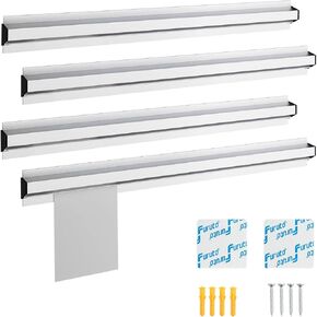 4 Pcs Ticket Holder for Restaurant,Magnetic Note and Paper Holder with Aluminum Slide Check Rack, 16/18/24" Ticket Rail for Restaurant Orders, Bill Display, Kitchen, Cafes, Bars (16 Inch)