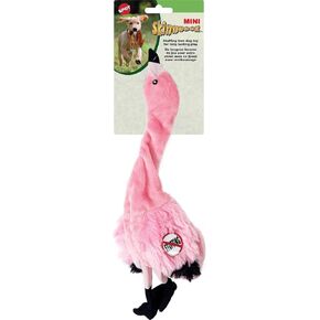 بقعة Skinneeez Flamingo Mini-لعبة الكلب الخالية من الحشو مع Squeaker ، رائعة للمضغرين الخفيف إلى المعتدل ، لعبة السحب للكلاب الصغيرة والجرى ، ناعمة ودائمة ، 13 بوصة