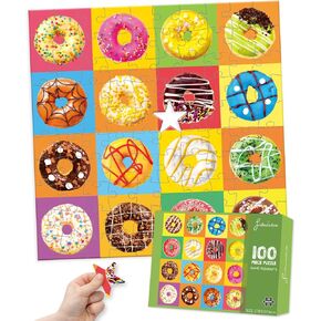 100 قطعة Donuts اللغز Jigsaw للأطفال المراهقين سن 4-8 هدية عائلة وقت أشكال فريدة من نوعها وحوش لطيفة (وحوش المصاصة)