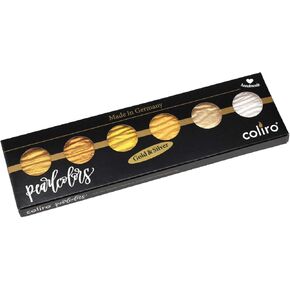 Finetec Coliro C600 Artist Mica Watercolor Pearl and Shimmer-Pearl Paint - Set of 6