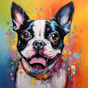 DIY Diamond Art Painting Kits for Adults Watercolor Boston Terrier 5D Diamond Art Easy for Beginner Round Full Drill Cross Stitch Mosaic Gems Craft for Hobby and Home Decor 40x40cm(10)