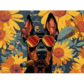 Ginfonr DIY 5D Diamond Art Kits for Adults, Dog Diamond Painting for Adults, Diamond Art Animal Full Drill, Diamond Art Kits Embroidery Rhinestone Craft for Home Wall Decor 12 * 16 Inch
