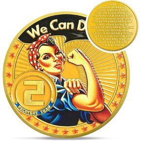 Rosie the Riveter 3 سنوات عملة الرصانة - Girl Power Addiction Recovery AA Coins - ثلاث سنوات من الرقائق والميداليات - 1-10 Prime Living Clean Coalth Ecluction