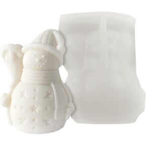 Snowman Mold, Christmas Mold, Silicone Candle Mold, Snowman Making Mold Silicone Mold for Candle, 3D Christmas Resin Molds Silicone Casting Mould for DIY Candle Making Polymer Clay Craft Plaster
