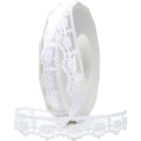 Morex Ribbon Mia Lace Ribbon, 3/8 by 20-Inch, White