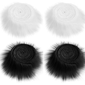 4 Pieces Faux Fur Ribbon Soft and Fluffy DIY Craft Garland Party Decoration Furry Patch Ribbon for Pillowcase Fur Ball Carpet Pet Pad
