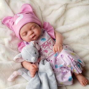 BABESIDE Lifelike Reborn Baby Dolls -17-Inch Baby Soft Body Realistic-Newborn Sleeping Baby Girl Doll Vinyl Real Life Baby Dolls with Toy Accessories for Kids & Collection