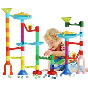 Marble Run, 110pcs Marble Maze Game Construction Building Toys for Kids, Marble Track Race Set STEM Learning Toys Gift for Boys Girls 3 4 5 6 7 8 9 10+, 8105