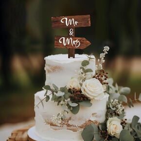 Rustic Just Married Wedding Cake Topper in Wood Wedding Cake Decoration
