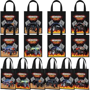 Ferraycle 24 Pcs Truck Favor Bags Goodie Gift Treat Non Woven Birthday Party Decorations Truck Themed Party Favor Bags with Handles Birthday Supplies