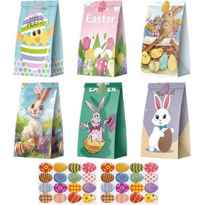 حقيبة Ysmile Easter Treat مع ملصقات ، 24 حقيبة Goodie Easter Easter ، حقيبة تفضيل حفلة عيد الفصح في جزر بويضة بويضة السائبة