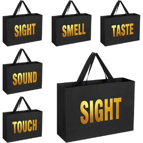 Kolldenn 5 Senses Gift Bags for Him Her Five Senses Gift Bags with Ribbon Handles Portable Paper Birthday Present Wrappings for Wedding Anniversary Party Mothers Day(Navy Blue,15 x 10.6 x 4.7 Inch)