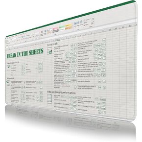 Excel Cheat Sheet Desk Pad,Funny Excel Shortcut Mat,Funny XL Gaming Mouse Pad for Desk,Large Computer Keyboard Offic Desk Mat Mouse Pad,Waterproof Desk Pad, 900X400 mm