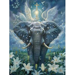 Ginfonr DIY 5D Diamond Art Kits for Adults, Elephants Diamond Painting for Adults, Diamond Art Animal Full Drill, Diamond Art Kits Embroidery Rhinestone Craft for Home Wall Decor 12 * 16 Inch