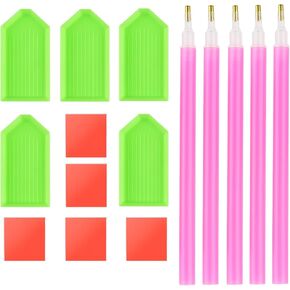 LIHUILAI 15 Pcs Diamond Painting Tools, 5D Diamond Art Accessories with Point Drill Pen,Tray,for Kids Adults DIY Craft