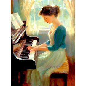 SKRYUIE 5D Piano Diamond Painting Kits - DIY Diamond Art Kits for Adults Woman, Full Round Drill - Crystal Cross Stitch - Adults Craft for Wall & Office Decor - 30x40cm