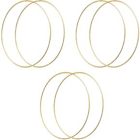 HOHIYA 6 Pcs 14 Inch Metal Floral Hoop Large Gold for Macrame Craft Wreath Rings Dream Catcher Wall Hanging 4mm Wire Taiwan Made