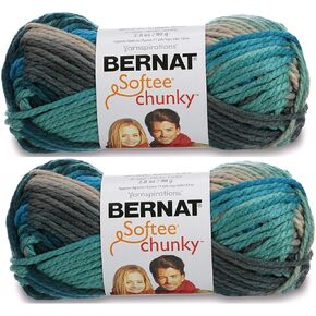 Bernat Softee Chunky Yarn 2-Pack Super Bulky #6 Each 2.8 Ounce 100% Acrylic (Deep Waters)