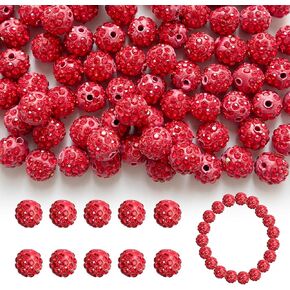 Kleeblatt Rhinestone Beads for Jewelry Making 100pcs,10mm Clay Crystal Focal Spacer Pen Bubblegum Disco Ball Colorful Sparkle Beads,Round Beads for Bracelets(Pink)