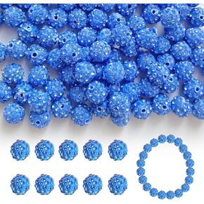 Kleeblatt Rhinestone Beads for Jewelry Making 100pcs,10mm Clay Crystal Focal Spacer Pen Bubblegum Disco Ball Colorful Sparkle Beads,Round Beads for Bracelets(Pink)