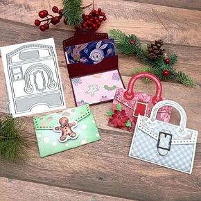Flower Card Holder Metal Die Cuts,Spring Square Flower Frame Hand Bag Cutting Dies Cut Stencils for DIY Invitation Card Scrapbooking Album Decorative Embossing Paper Dies Card Making