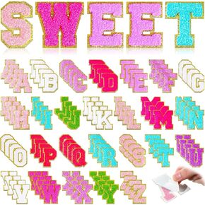 104 Pcs Chenille Letter Patches Self Adhesive Letters Letter Patches Swim Self Adhesive Chenille Patches Chenille Embroidered Patch Self Adhesive Patches for Jeans Embroidered Applique