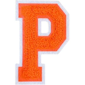 1 PCS 4.0" Orange Chenille Letter Patch, Iron on Patches for Hats Clothes Bags Backpacks Jeans Hoodies Jackets, Initial Patches Large Varsity Letter. (Letter D)