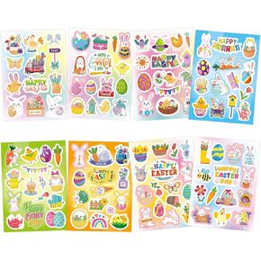 342Pcs Easter Stickers, Easter Egg Bunny Stickers Easter Stickers for Kids, Easter Craft Stickers for Water Bottle Laptop Decoration Easter Spring Party Favors, 24 Sheets