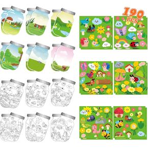 Spring Crafts for Kids - 24 Pcs DIY Scene Spring Stickers for Kids Flower Sticker for Kid Classroom Activities Spring Bug Sticker Scenes Bulk for Holiday Party Favors Supplies