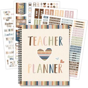 Boho Teacher Planner Rainbow Teacher Plan Book School Year Planner With Lesson Plans Colorful Stickers New Undated Teacher Lesson Planner For Classroom or Homeschool 9''X11'' (color, 135 pages)