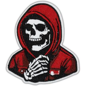 Reading Grim Reaper Patch, Iron On/Sew On Patch Applique, Funny Meme Embroidery Patch for Clothing Jeans Jackets Backpacks Hats Shirts - DIY Cool Patch Badges