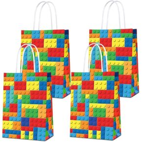 16 PCS Party Favor Bags for Building Blocks Party Supplies, Party Gift Goody Treat Candy Bags for Building Blocks Party Favors Decor for Building Blocks Themed Birthday Decorations