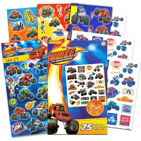 Blaze and The Monster Machines Party Supplies Stickers Tattoos Pack ~ 144 Blaze Stickers and 75 Temporary Tattoos for Loot and Goodie Bag Stuffers (11 Party Favors Sheets)