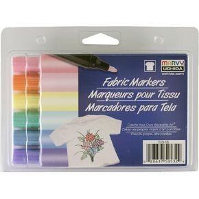 Uchida Marvy Bold Point Tip Pastel Fabric Marker Set Art Supplies, Colors