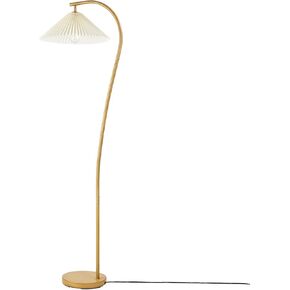 Globe Electric 61000043 62" Floor Lamp, Wood Toned, White Pleated Fabric Shade, Pivot Joint on Shade, in -Line On/Off Foot Switch, Black Cord, Reading, Office Accessories, Home Improvement