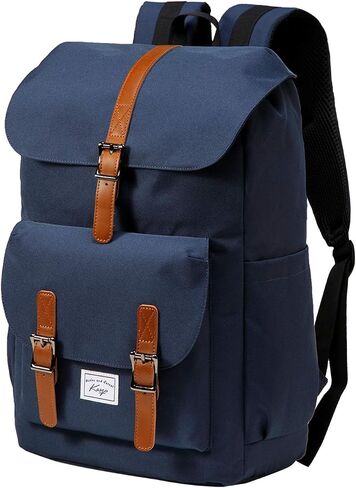 Kasqo Backpack for Men and Women, 15.6 Inch Laptop Backpack Large Capacity Water Resistant Drawstring Flap Bag College, Blue in Kuwait