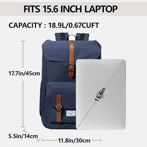 Kasqo Backpack for Men and Women, 15.6 Inch Laptop Backpack Large Capacity Water Resistant Drawstring Flap Bag College, Blue in Kuwait