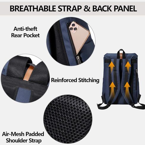 Kasqo Backpack for Men and Women, 15.6 Inch Laptop Backpack Large Capacity Water Resistant Drawstring Flap Bag College, Blue in Kuwait