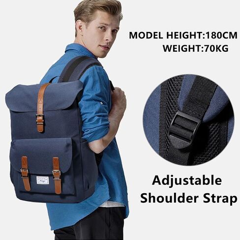Kasqo Backpack for Men and Women, 15.6 Inch Laptop Backpack Large Capacity Water Resistant Drawstring Flap Bag College, Blue in Kuwait