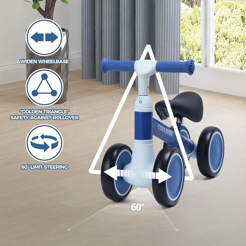 Coolbebe Baby Balance Bike for 1 Year Boys Girls Gip ، Beving Toddler Balance Bike مع 4 عجلات صامتة ، أطفال عيد ميلاد عام واحد مقابل 12 مترًا إلى 36 مترًا قبل المدرسة in Saudi Arabia
