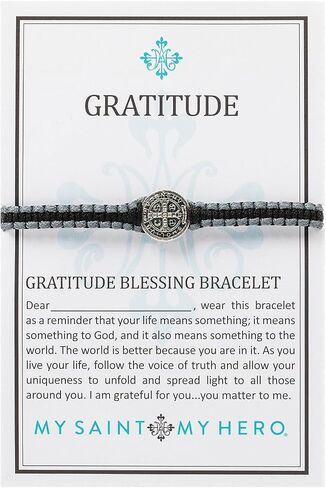 My Saint My Hero Gratitude Blessing Bracelet - Gold-Tone with Clear Crystal in Saudi Arabia