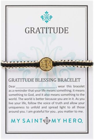 My Saint My Hero Gratitude Blessing Bracelet - Gold-Tone with Clear Crystal in Saudi Arabia